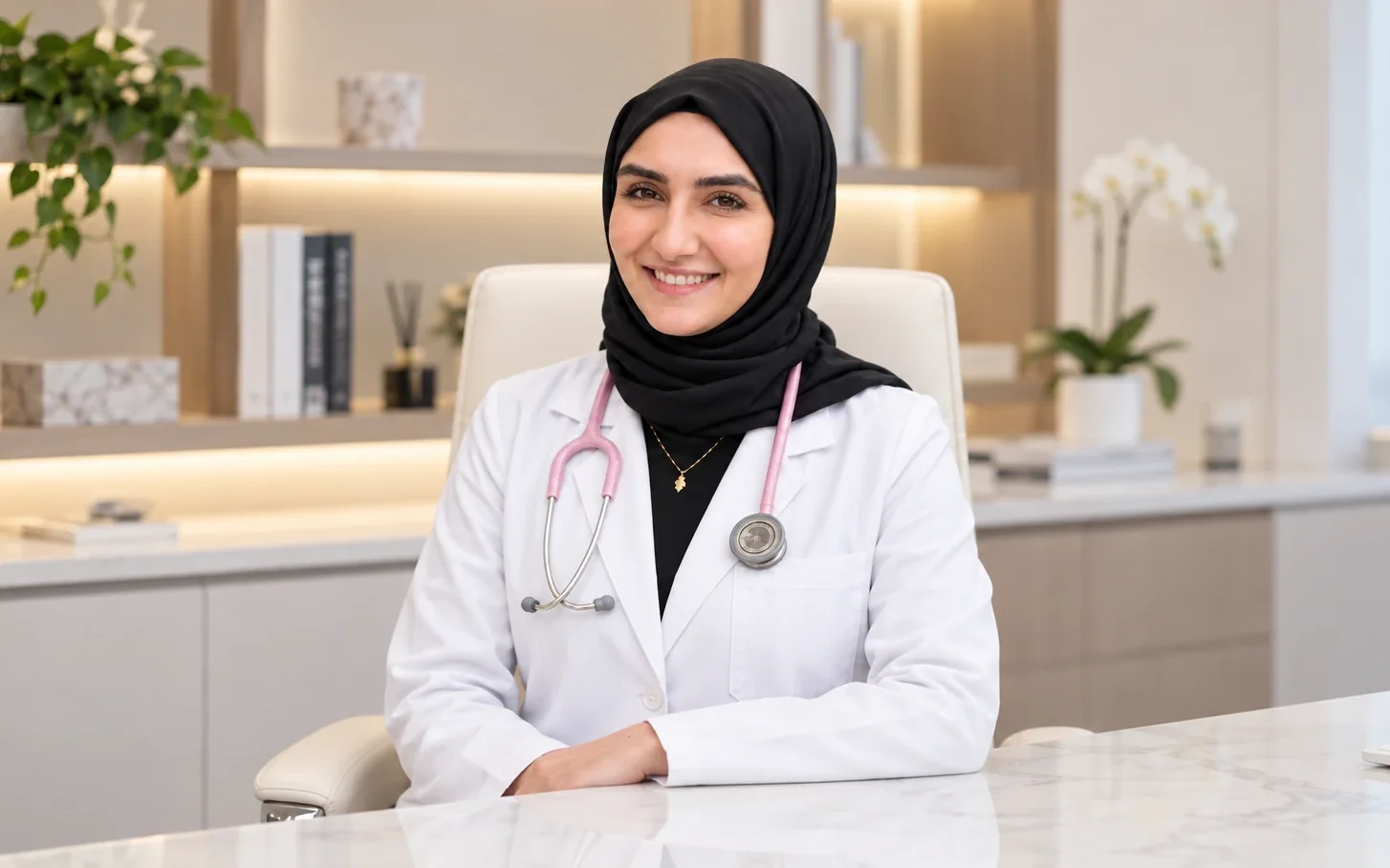 Dr. Elif Torun at her desk